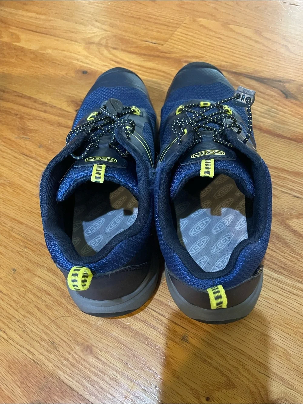 KEEN Men's Athletic Trail Shoes - Navy with Neon Yellow Accents